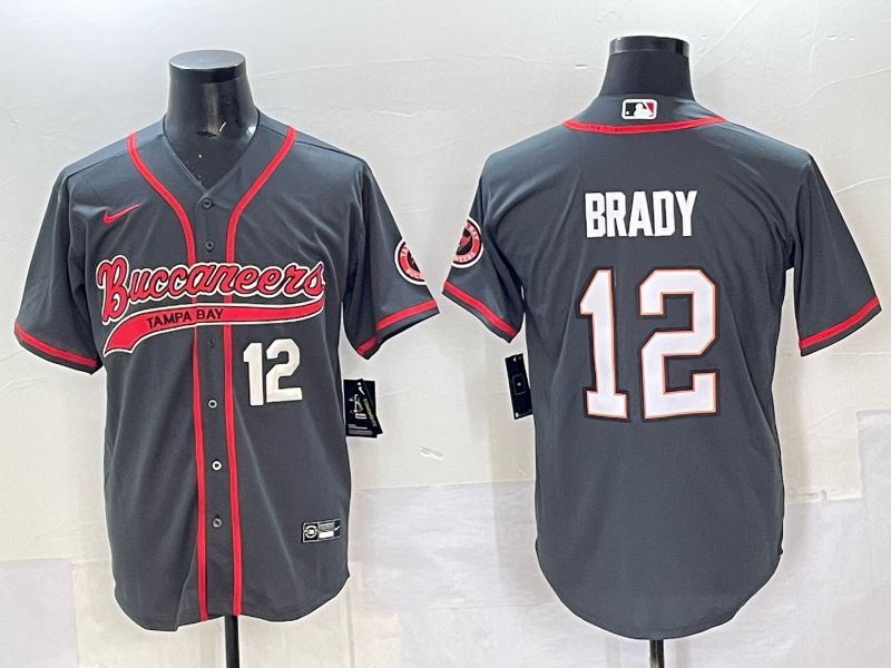 Men 2025 Tampa Bay Buccaneers 12 Brady Grey Joint Name Nike Limited NFL Jersey style 04